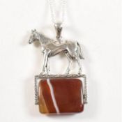 925 SILVER & GEODE HORSE PENDANT NECKLACE