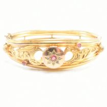 19TH CENTURY GOLD DIAMOND & GEM SET BANGLE