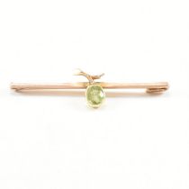 ANTIQUE ROSE METAL & PERIDOT BAR BROOCH PIN