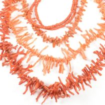 FOUR CORAL NECKLACES