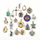 COLLECTION OF VINTAGE & LATER SILVER & METAL PENDANTS