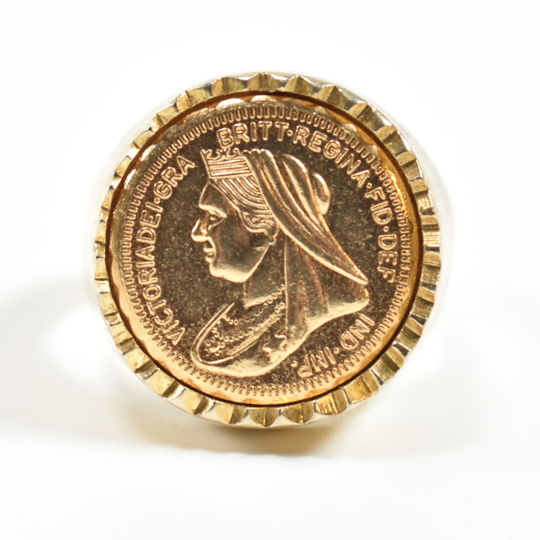 SIX GOLD TONE METAL FAUX SOVEREIGN RINGS - Image 5 of 6
