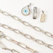 HALLMARKED SILVER PAPERCLIP CHAIN JEWELLERY & ASSORTED PENDANTS