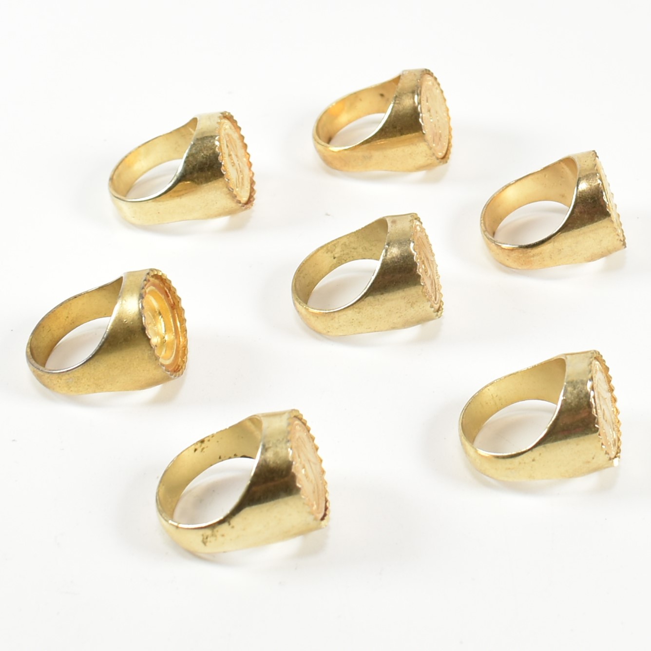 SIX GOLD TONE METAL FAUX SOVEREIGN RINGS - Image 3 of 6