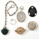 COLLECTION OF SILVER JEWELLERY INCLUDING GOLD PLATED & GEM SET