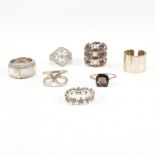 COLLECTION OF 925 SILVER & GEM SET RINGS