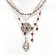 COLLECTION OF SILVER & GEM SET NECKLACES