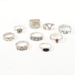 COLLECTION OF SILVER & GEM SET RINGS