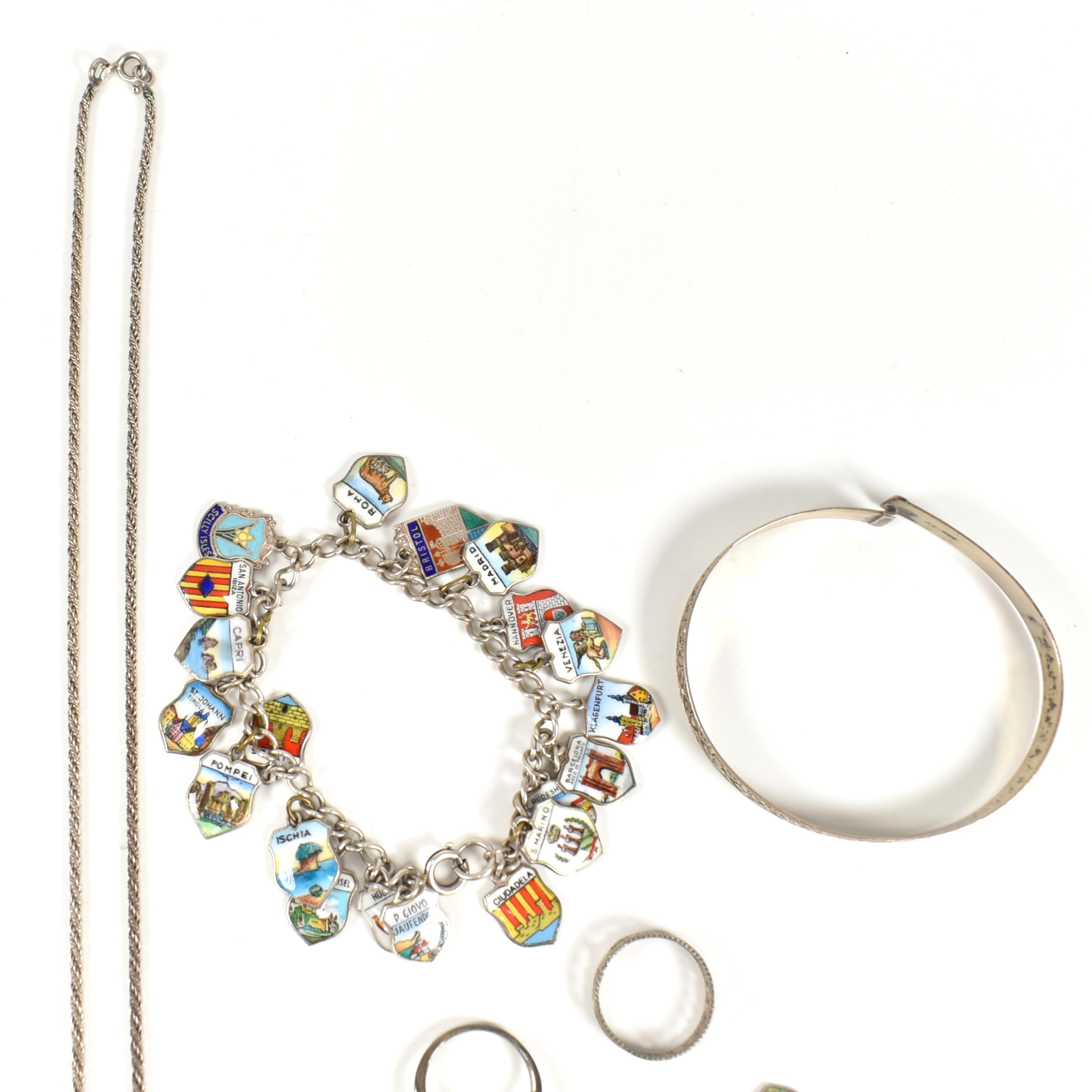 TWO CONTINENTAL SILVER & ENAMEL CHARM BRACELETS & ASSORTED SILVER JEWELLERY - Image 3 of 6