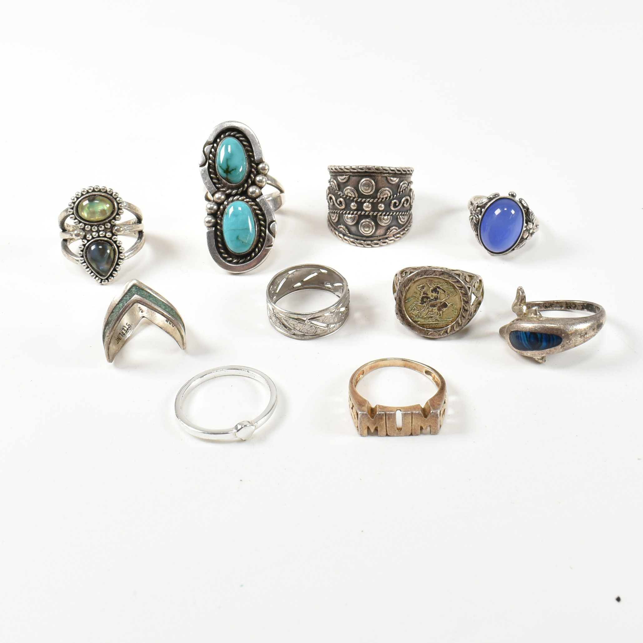 COLLECTION OF 925 SILVER & GEM SET RINGS