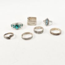 COLLECTION OF SILVER & GEM SET RINGS