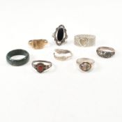 COLLECTION OF SILVER & GEM SET RINGS