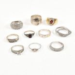 COLLECTION OF SILVER & GEM SET RINGS