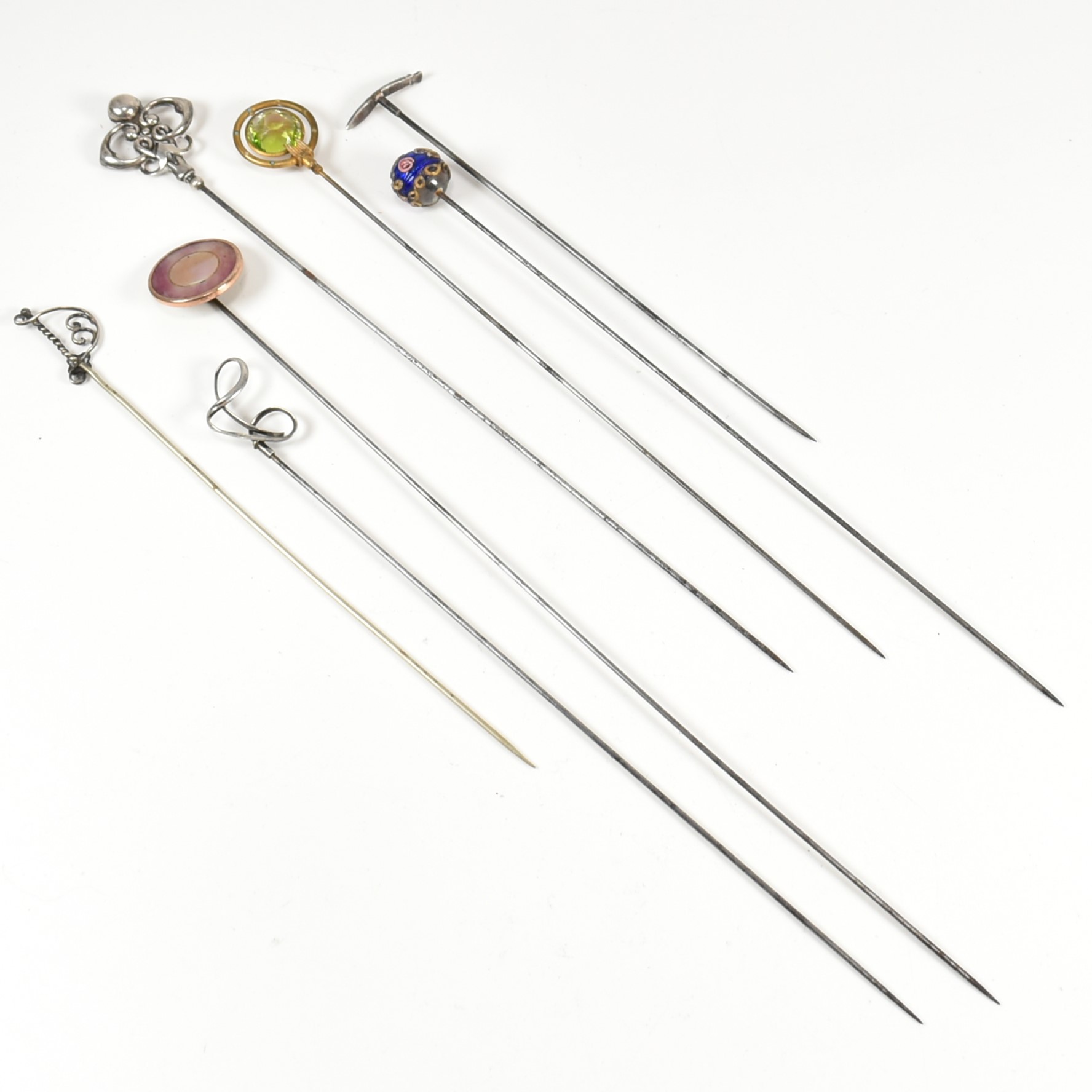 COLLECTION OF GEM SET HAT PINS INCLUDING SILVER - Image 2 of 3