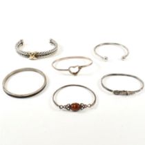 COLLECTION OF SILVER BANGLES & BRACELETS