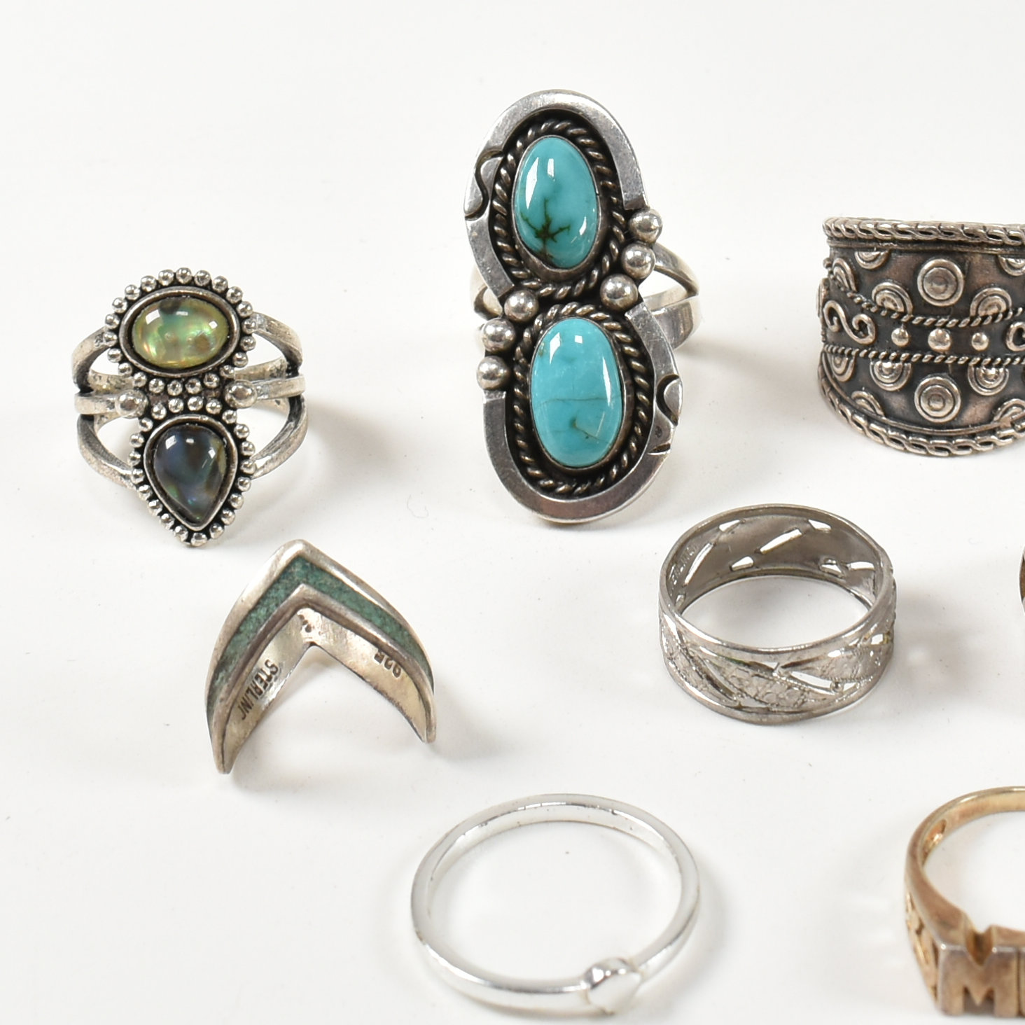 COLLECTION OF 925 SILVER & GEM SET RINGS - Bild 2 aus 7