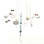 COLLECTION OF SILVER & GEM SET JEWELLERY