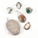 COLLECTION OF 925 SILVER & GEM SET JEWELLERY