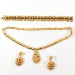 COLLECTION OF GOLD TONE METAL & GEM SET JEWELLERY