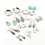 COLLECTION OF SILVER & GEM SET EARRINGS