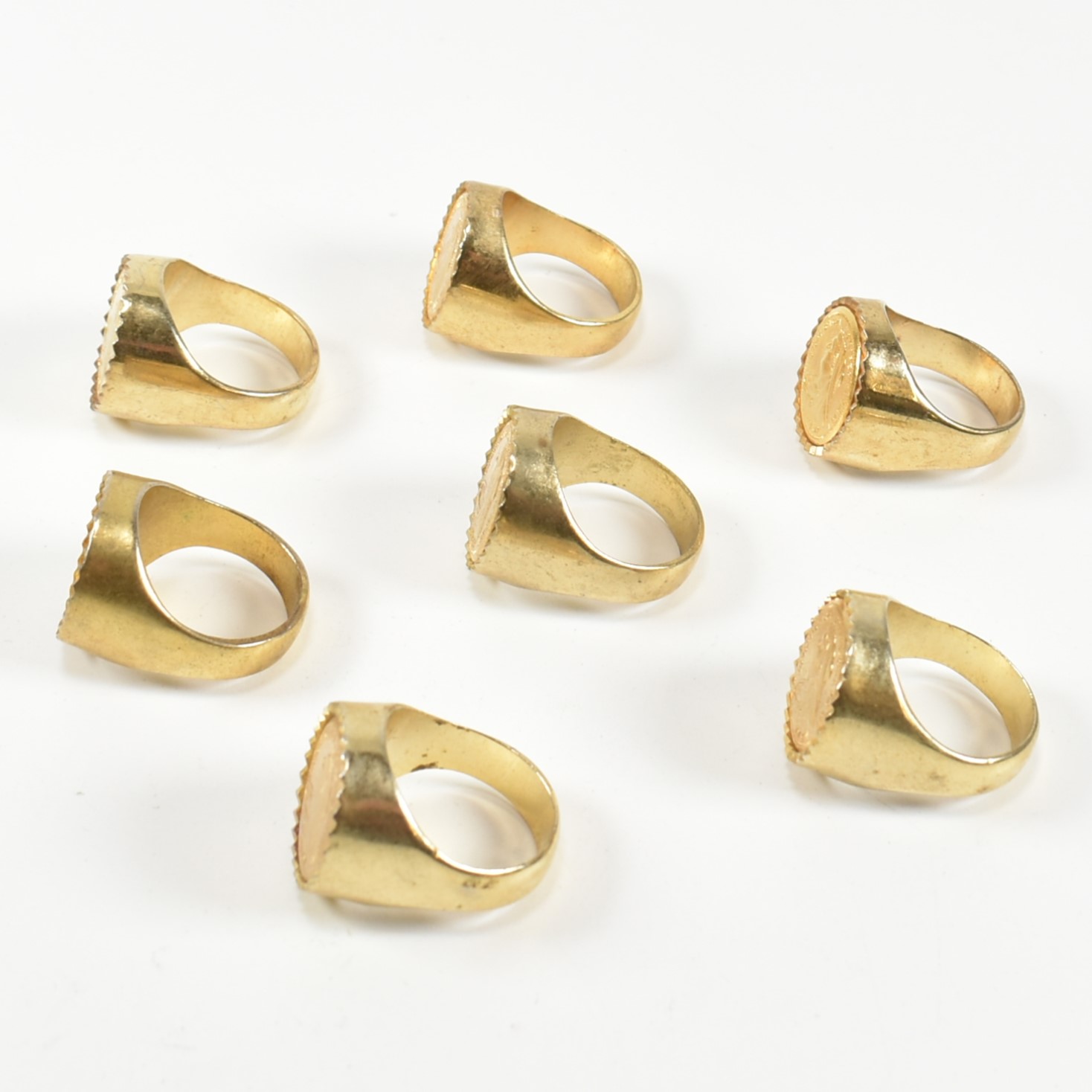 SIX GOLD TONE METAL FAUX SOVEREIGN RINGS - Image 4 of 6