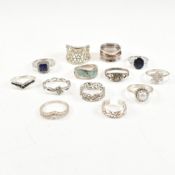 COLLECTION OF SILVER & GEM SET RINGS