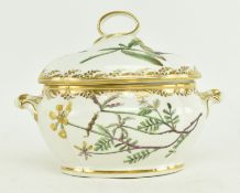 CIRCA 1790s DERBY LIDDED POT WITH HAND PAINTED PLANT DESIGN