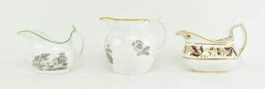 THREE 19TH CENTURY PORCELAIN POURING JUGS