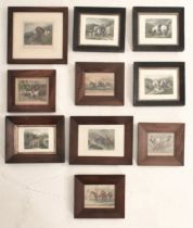 COLLECTION OF TEN HUNTING EQUESTRIAN ENGRAVINGS FRAMED