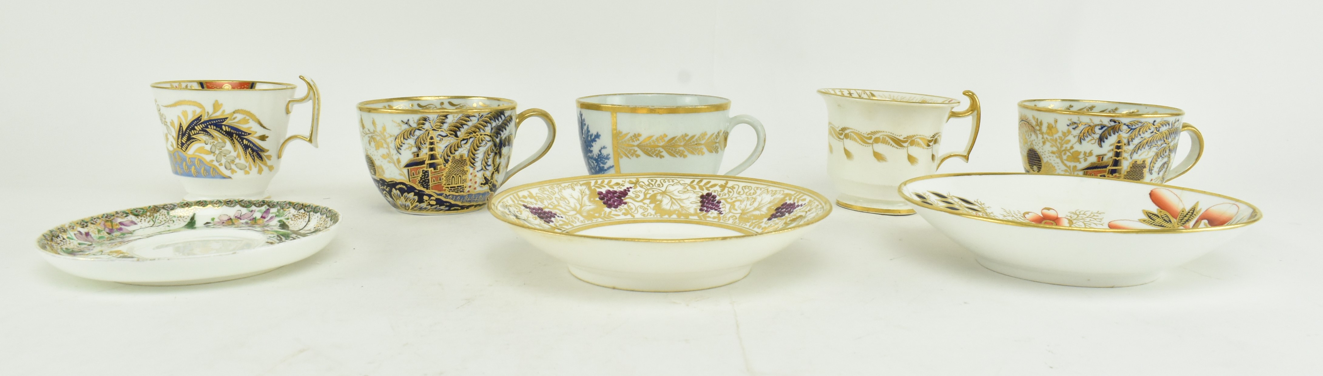 COLLECTION OF FIVE REGENCY & LATER TEACUPS AND THREE SAUCERS - Image 2 of 8