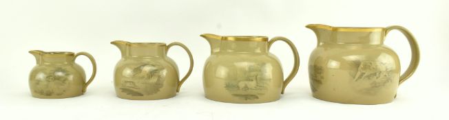 COLLECTION OF FOUR EARLY 19TH CENTURY DRABWARE JUGS