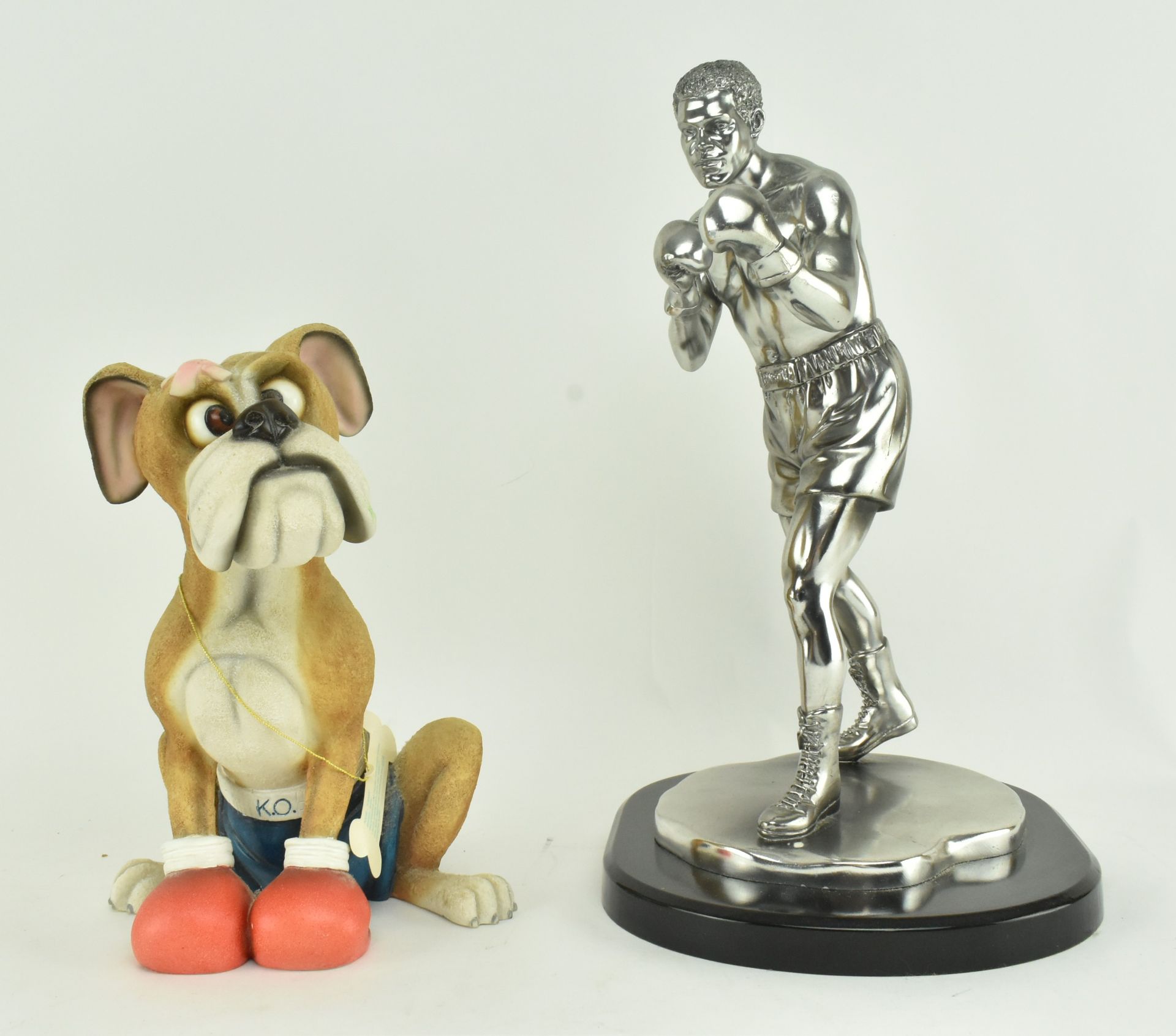 BOXING INTEREST. A SILVER DREAMS FIGURINE OF ALI, A PAINTING ETC - Image 2 of 6