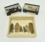 COLLECTION OF STONE AGE AMERICAN QUARTZ & OTHER ARROW HEADS