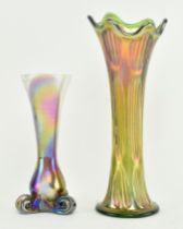 FENTON DIAMOND LUSTRE CARNIVAL VASE & ANOTHER