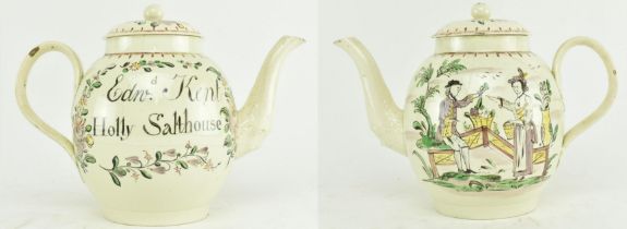 LATE 18TH CENTURY CREAMWARE TEAPOT & COVER