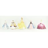 ROYAL DOULTON - COLLECTION OF FIVE PORCELAIN LADY FIGURINES