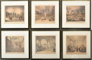 PUGIN & ROWLANDSON - MICROCOSM OF LONDON - SIX ENGRAVINGS