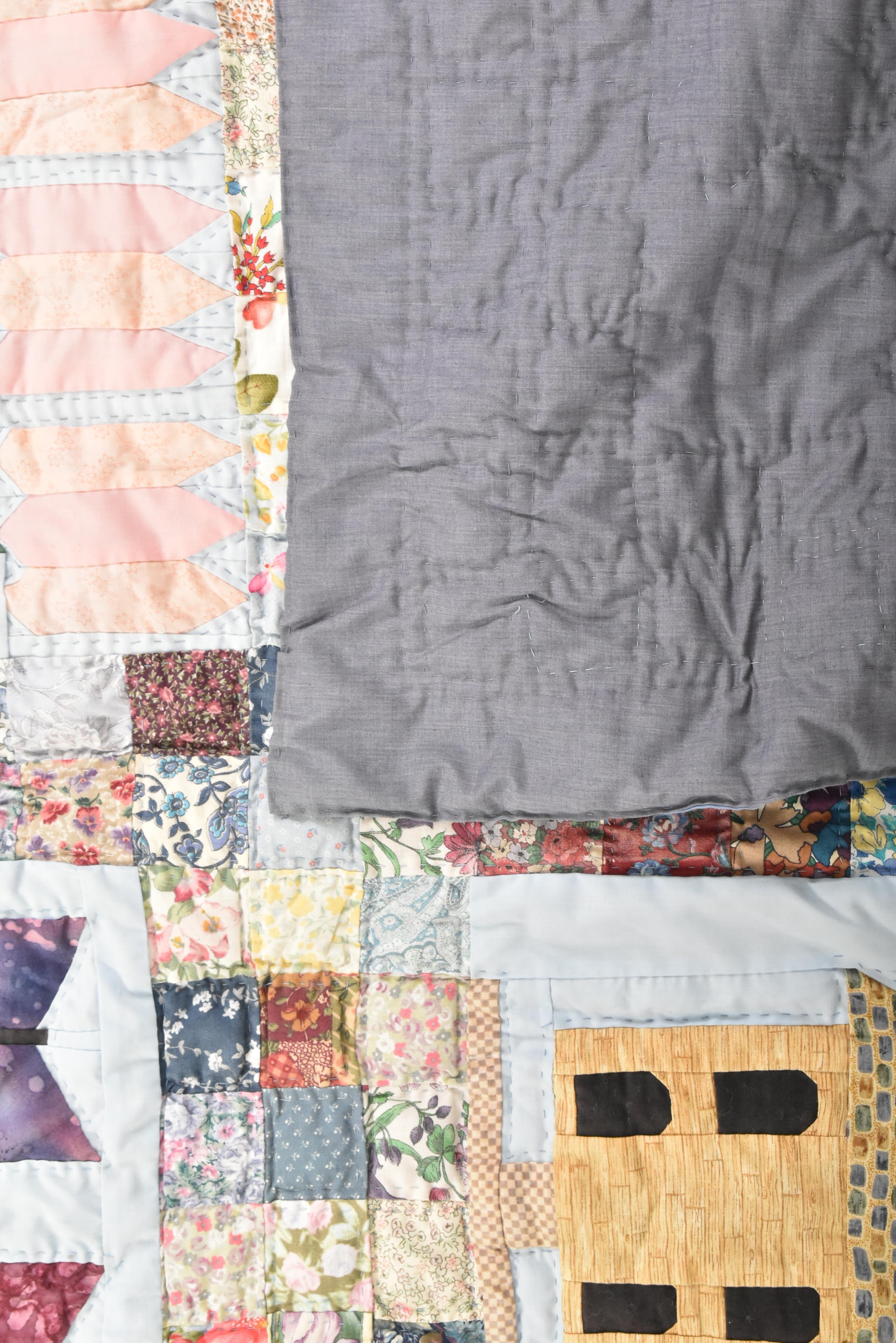 VINTAGE c1940s-50s COTTON PATCHWORK EIDERDOWN QUILT - Image 4 of 6