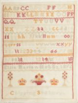 LATE VICTORIAN 1892 NEEDLEPOINT SAMPLER BY ELSIE MARIAN HOBBS