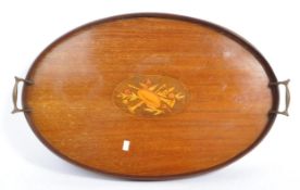 EARLY 20TH CENTURY 1920S MAHOGANY INLAID BUTLERS TRAY