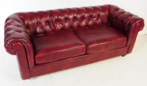 RED OXBLOOD CHESTERFIELD THREE SEATER SOFA SETTEE