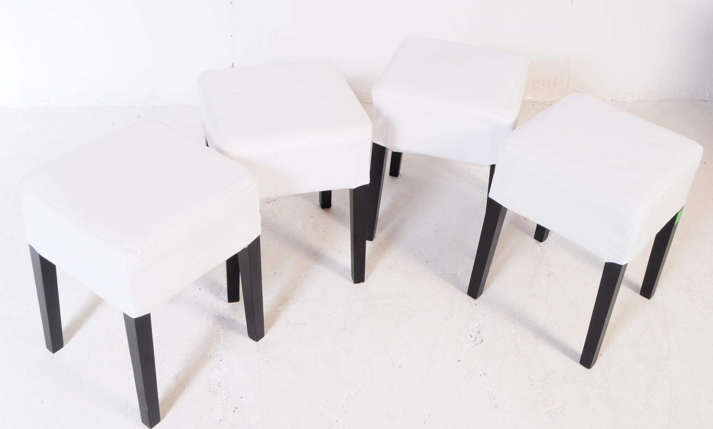 MATCHING SET OF FOUR IKEA 'NILS' EBONISED DENIM FABRIC STOOLS - Image 2 of 4