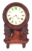 19TH CENTURY VICTORIAN 8-DAY ENGLISH DROP DIAL WALL CLOCK