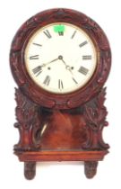 19TH CENTURY VICTORIAN 8-DAY ENGLISH DROP DIAL WALL CLOCK