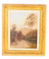 19TH CENTURY VICTORIAN GILT FRAMED OIL PAINTING BY F.LYNNE