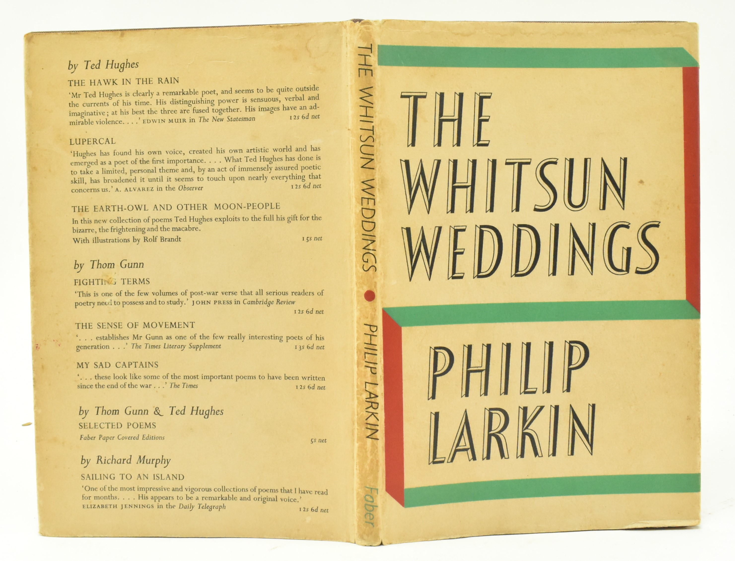 LARKIN, PHILIP. 1964 THE WHITSUN WEDDINGS IN DUST WRAPPER - Image 2 of 8