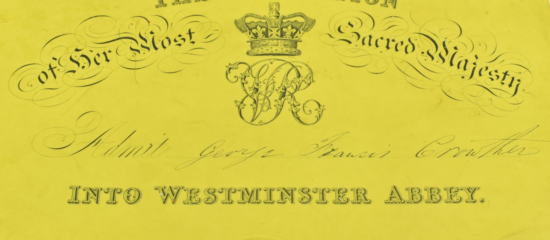 QUEEN VICTORIA - ORIGINAL QUEEN'S CORONATION INVITATION - Image 3 of 9