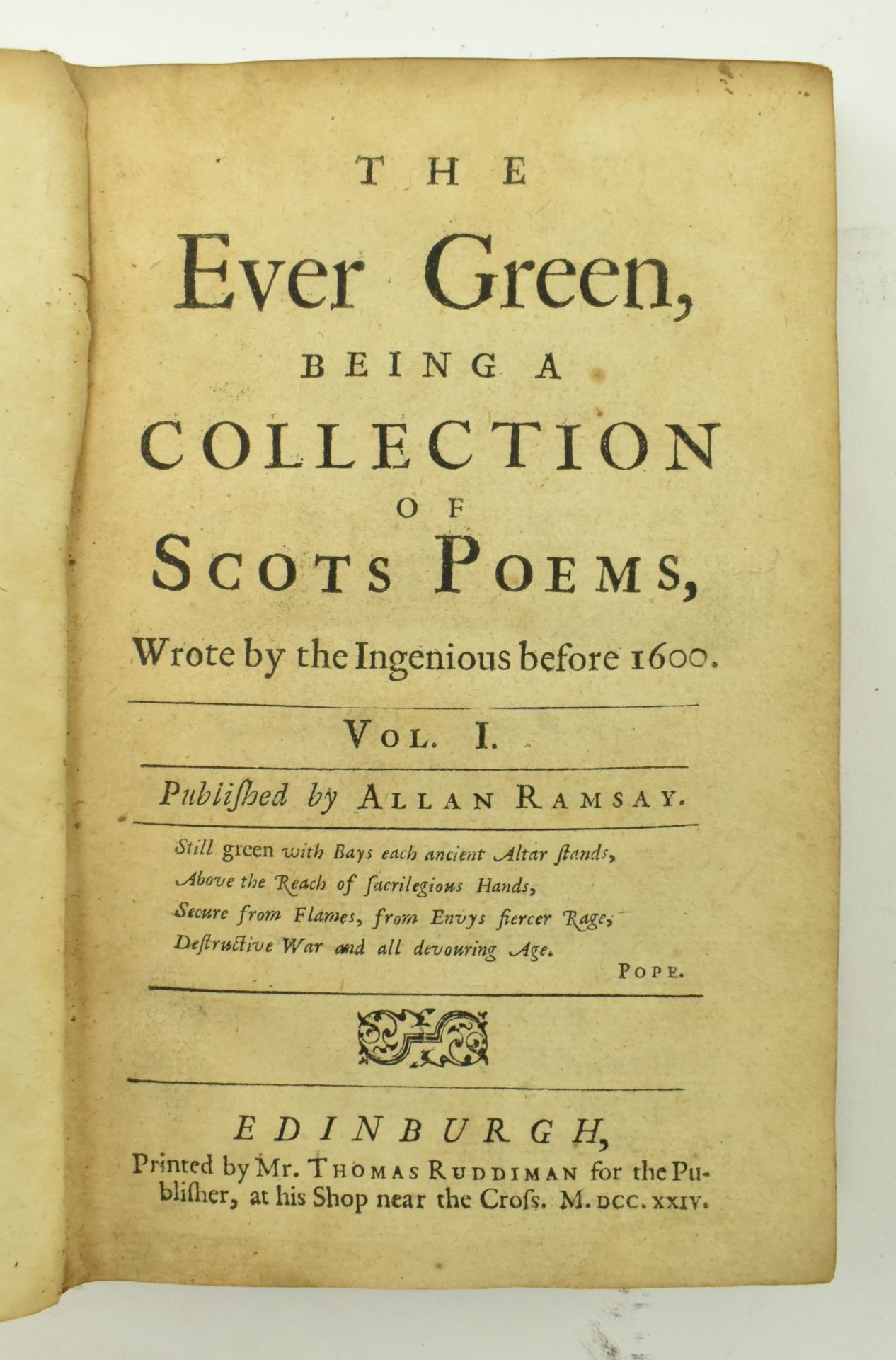 RAMSAY, ALLAN. 1724 THE EVER GREEN COLLECTION OF SCOTS POEMS - Bild 3 aus 9