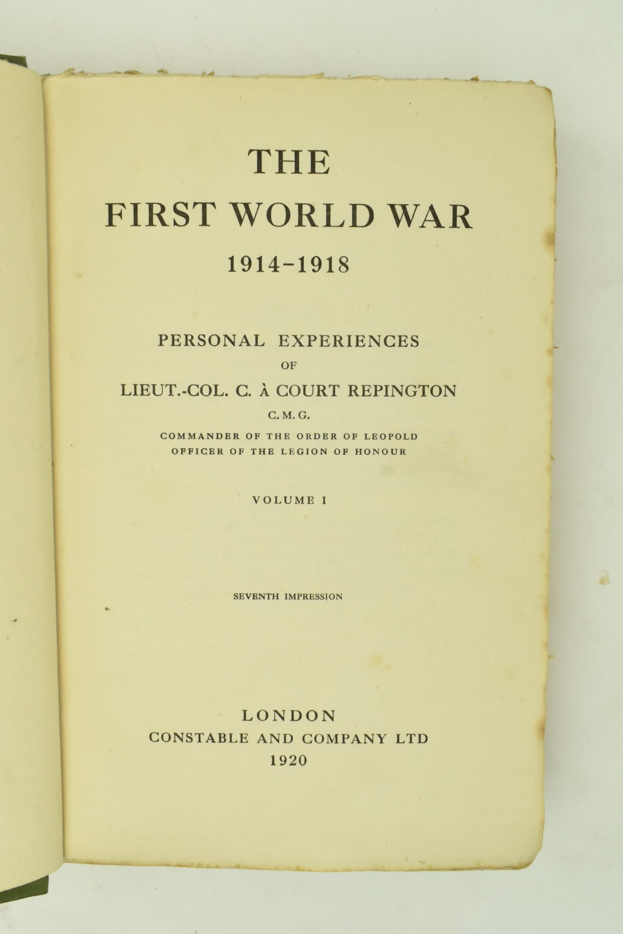 MILITARY WWI INTEREST. COLLECTION OF EIGHT CLOTHBOUND BOOKS - Image 13 of 15