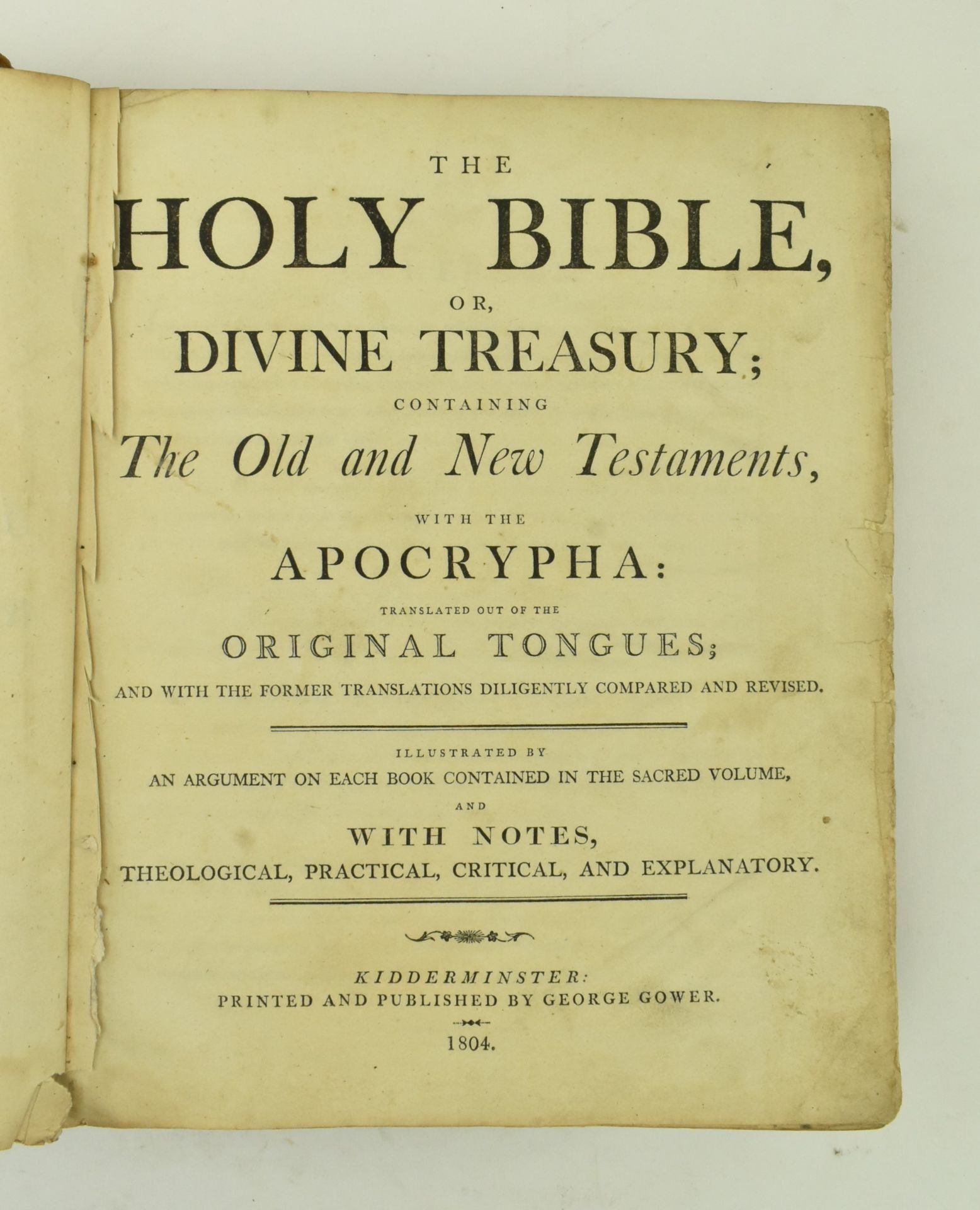 1804 THE HOLY BIBLE, OR, DIVINE TREASURY. PRINTED KIDDERMINSTER - Image 3 of 7